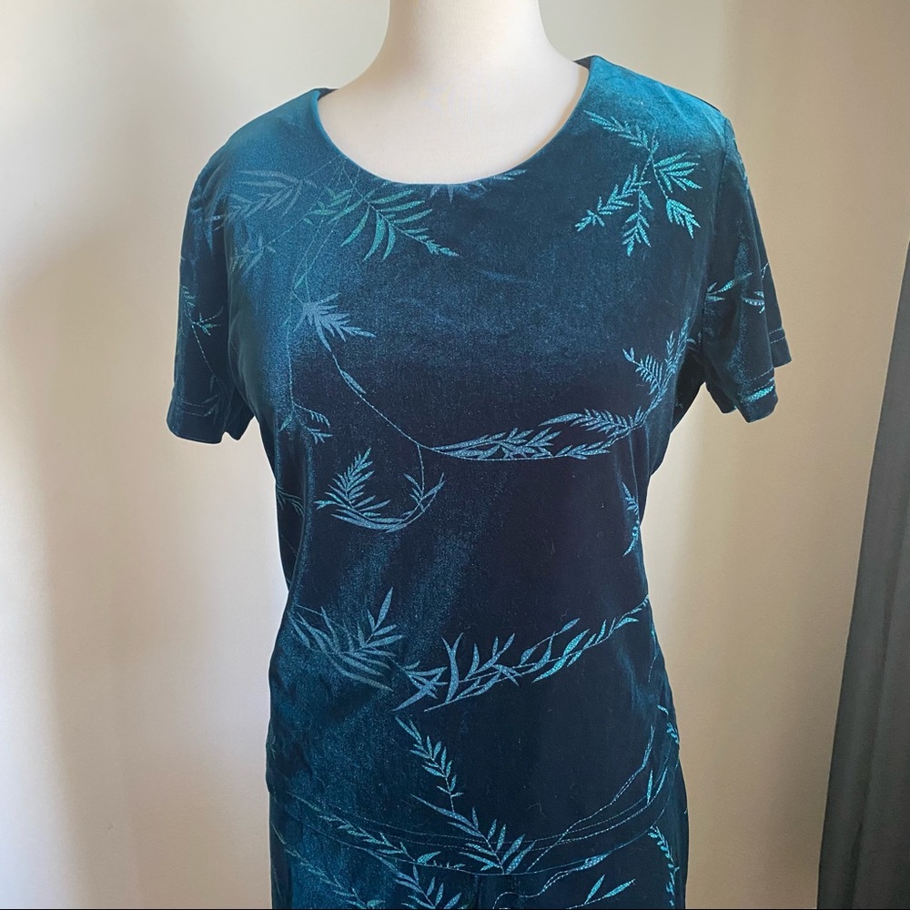 Vintage Kathie Lee Collection Green Velvet Dress … - image 4